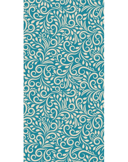 Detalle alfombra vinílica azul, azul, turquesa y beige Deco&Fun