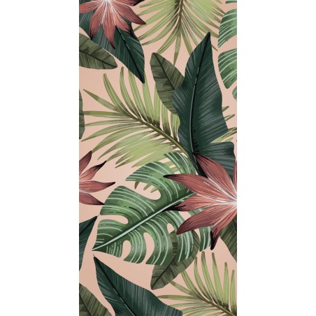 Detalle alfombra vinílica tropical rosa Deco&Fun