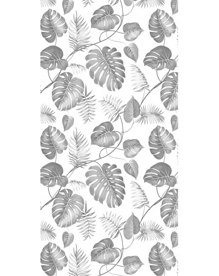 Detalle alfombra vinílica tropical palm gris Deco&Fun