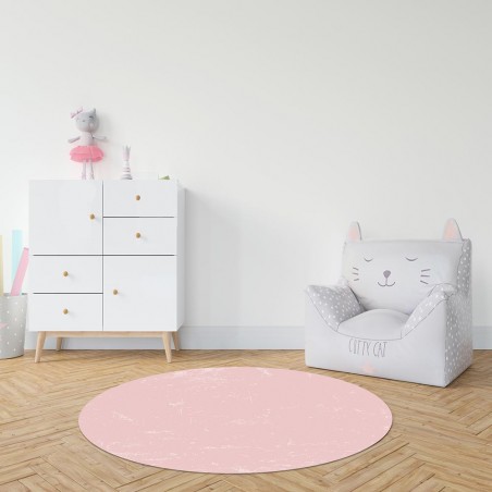 Alfombra vinílica lisa rosa en habitación infantil Deco&Fun