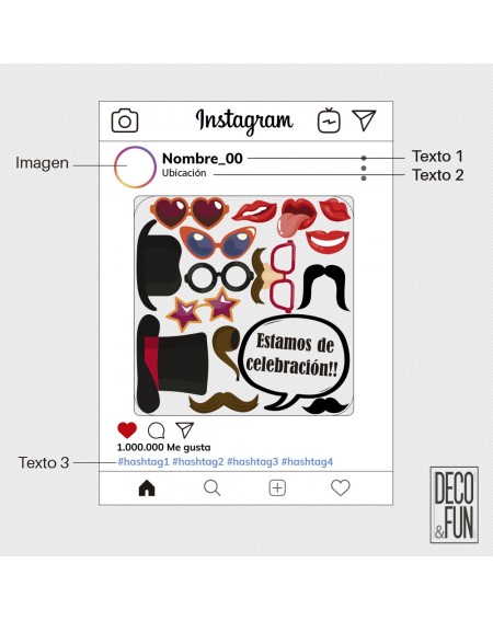 Marco instagram con atrezo para fiestas Deco&Fun
