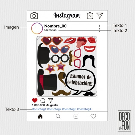 Marco instagram con atrezo para fiestas Deco&Fun