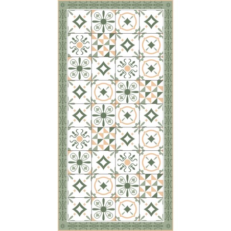 Detalle alfombra vinílica hidráulica verde Deco&Fun